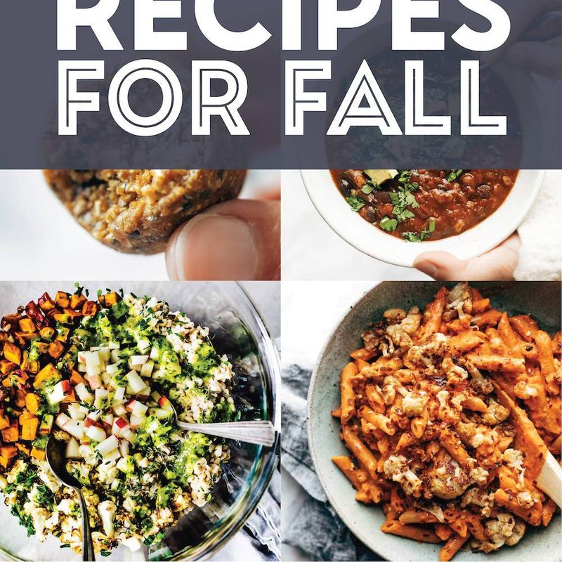 Healthy fall recipes in a collage.