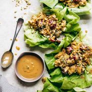 A picture of Creamy Miso Peanut Chicken Lettuce Wraps