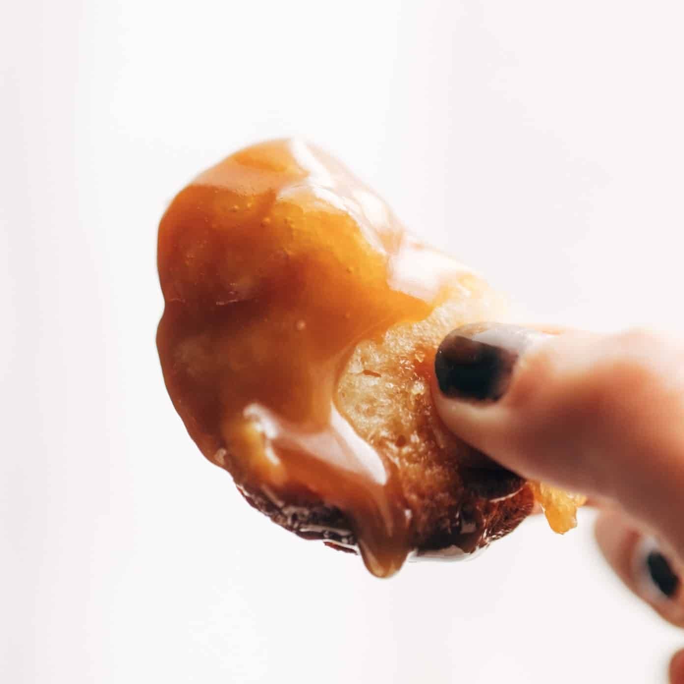 Piece of caramel monkey bread.