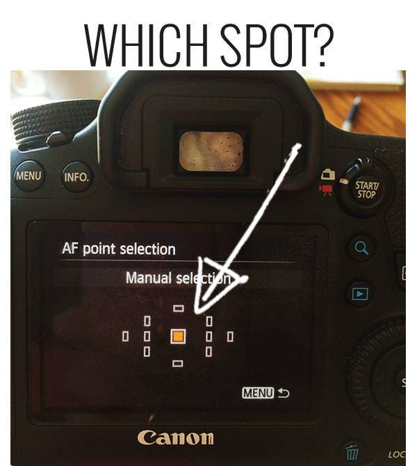 Focus menu on Canon camera.