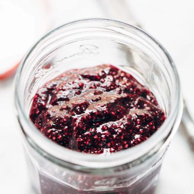 Triple Berry Refrigerator Jam in a jar.