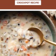 Crockpot wild rice soup pin.