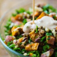 Roasted Sweet Potato Salad with Candied Walnuts